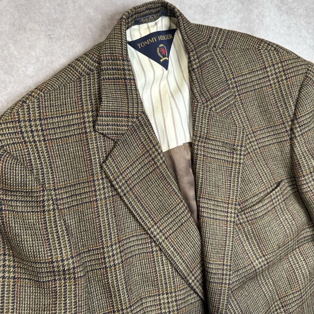 Tommy Hilfiger Blazer Men's 42R Wool Glen Check Plaid Tweed 2 Btn USA